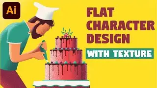 Flat Character Design with texture in Adobe Illustrator | Speed Art (illustration from sketch)