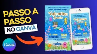 Como fazer Convite Digital no Canva Fundo do Mar | Arte Grátis