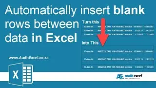 Automatically insert blank rows between data in Excel