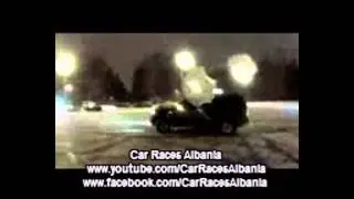 Golden BMW E60 M5 Drift Night in Snow Moscow.