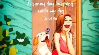 How to create a simple art of a small girl laughing with her dog in photoshop !!!