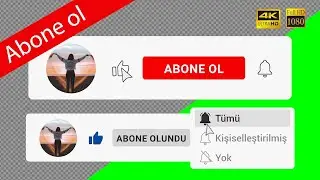 Abone ol butonu yeşil ekran, şeffaf arka plan 4K, HD