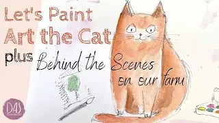 How to Paint a Cute Cat in Minutes: Quick and Easy Line and Wash Tutorial | Meet Art the Studio Cat!