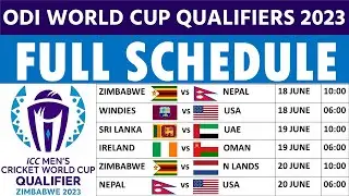 ICC ODI World Cup 2023 Qualifier Schedule: ICC Men's Cricket World Cup 2023 Qualifier Schedule