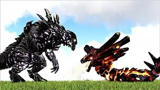 HYBRID CHERUFELISK MAGMABASILISK VS X-SOUL OF THE KING TEK MINITITAN (ARK SURVIVAL EVOLVED BATTLE)