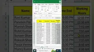 Working Hours Calculate in Excel tips 💡and tricks #focusinguide #exceltips #tutorial #shorts