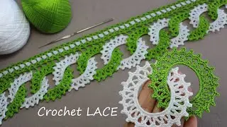 Beautiful and very easy to crochet LACE for beginners PATTERN circle Ленточное кружево крючком КАЙМА