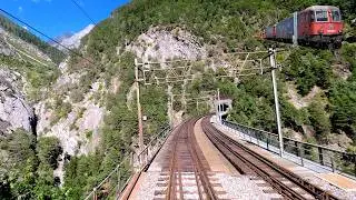 ★ 4K 2x🎥 🇨🇭 Basel - Kandersteg - Brig Re 6/6 cab ride [07.2020] Lötschberg führerstandsmitfahrt