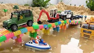 Rescue construction vehicles with crane truck | Police car and truck toy stories | BIBO TOYS