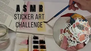 🖌 ASMR Sticker Art Challenge | Watercolors | Whispered | Textured Paper