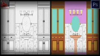 PhotoShop // AutoCad Drawing Rendering Tutorial // Using Only Paint // Bathroom Wall Section