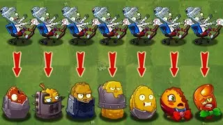 PvZ2 Challenge - How Many Plants Can Defend Against Zcorp Chair Racer Zombies ?