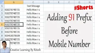 How to Insert (prefix) 91 in Mobile Numbers in Microsoft Excel ~ Easy formula