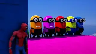 GTA 5 EPIC RAGDOLL SHOW SPIDERMAN VS COLOUR MINIONS FALLS & FAILS LIVE GTA V #gta 98