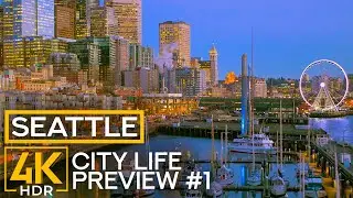 Busy City Life of Seattle in 4K HDR - Views of Emerald City from Pier 66 - Preview 1