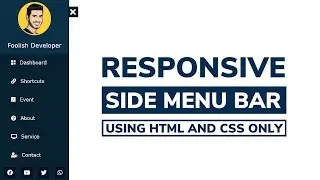 Responsive Sidebar Menu using HTML and CSS | Side Navigation Bar