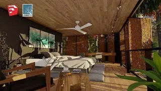 Tropical Bedroom Timelapse | Sketchup model & Lumion 10 Render