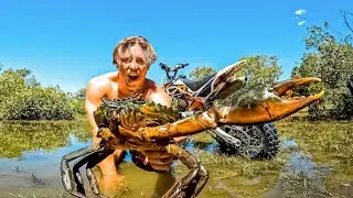 Catching MUDCRABS on DIRTBIKE - Campfire Catch n Cook