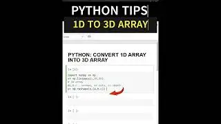 PYTHON CONVERT 1D ARRAY TO 3D ARRAY| #python #shorts #viral #pythonforbeginners #pythontutorial