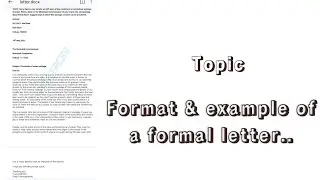 Format of formal letter Writing.