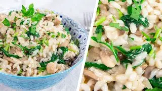 Creamy Mushroom Risotto Recipe - A Perfect Fresh Vegetarian Dish #Ad