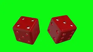 Rotating red dice on green screen