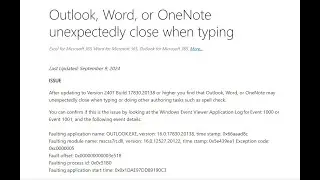 Fix Outlook, Word, or OneNote crashes when typing in Windows 11