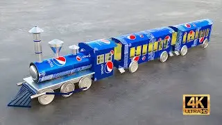 Make the biggest steam train with Pepsi cans 🚂 Cars at home 🚂 DIY