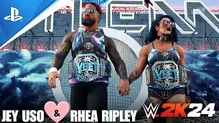 WWE2K24 Jey Uso & Rhea Ripley New Entrance w/ YEET Championship Belt 💕 This Is My YEETALITY!