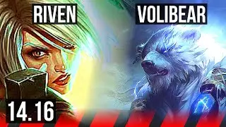 RIVEN vs VOLIBEAR (TOP) | 1300+ games, 11/3/6 | EUW Master | 14.16