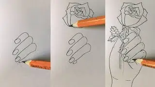 How to Draw a Beautiful Hand Holding Rose Flower
