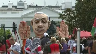 Protesters gather outside White House as Biden meets with Netanyahu | AFP