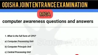 ojee MCA computer awareness questions and answers #computer #yt #ytviral //MCA//ojee//Cpet// #comp