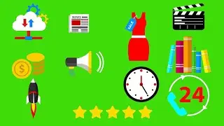 100 Icons Animated Green Screen