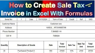 How to create sale invoice in excel |how to create sale invoice with function | invoice with formula