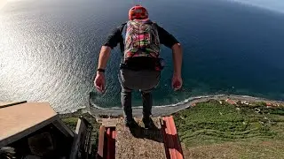 Sketchy Wingsuit Flight From A Low Rusty Elevator