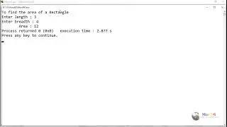 C++ program to find the area of a rectangle