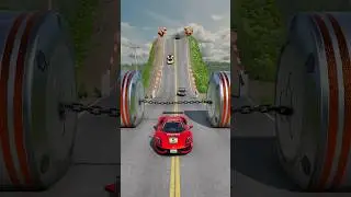 Super Cars & School Bus vs Chained Hydraulic Crush - BeamNG.Drive