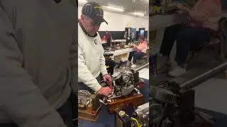 Harley Davidson miniature twin engine running.  Great sound.