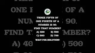 Three fifth of one fourth of a number is 90. find that number 🤔 Mathtonics ✍️ #maths #tancet #mba