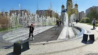 В парке Некрасовка заработал овальный фонтан. 02.05.2023г.