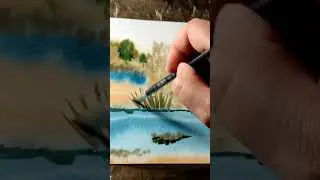 Вода, ольха, весна. Акварель потеки 