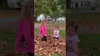 Sisters playing in a pile of leaves #cutebaby #baby