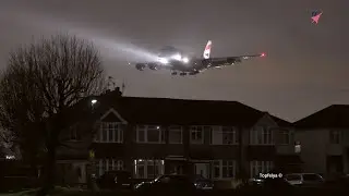 Its hard to sleep here ! Airbus A380 Nighttime Approach near Homes!