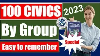 100 Civics Questions 2023 for the U.S. Citizenship test (1 Answer, by group, Citizenship Interview)