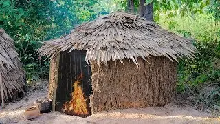 Primitive Technology: Wattle and Daub Hut | Build A Primitive Mud Hut - Part 3