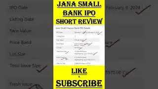 Jana IPO | Jana Small IPO Review  #allotmentstatus