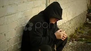 Drug Addict Man With A Syringe. Stock Footage