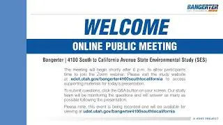 Bangerter Highway; 4100 South to California Avenue – Online Public Hearing Recording – June 12, 2023