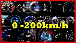 Top 5 - 0 -200 km/h  Compilation Acceleration on German Autobahn